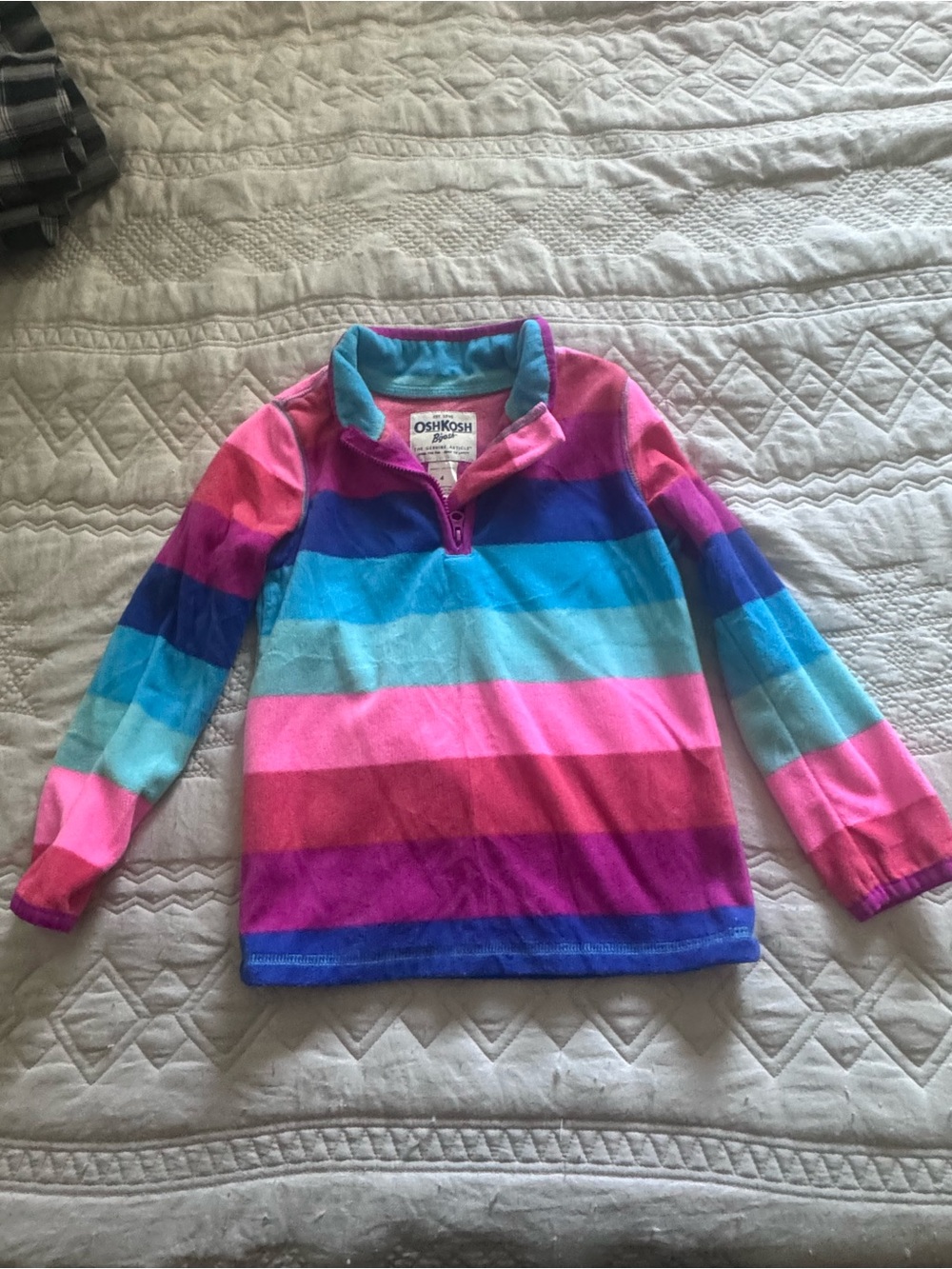 OshKosh B'gosh Girls Pink Blue Purple Striped Fleece Pullover